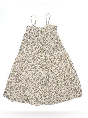Rylee + Cru Cream Floral Sundress with Blue and Brown Accents